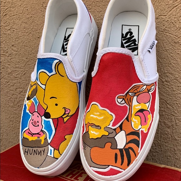 Hand Painted Winnie the Pooh Shoes - Picture 1 of 4